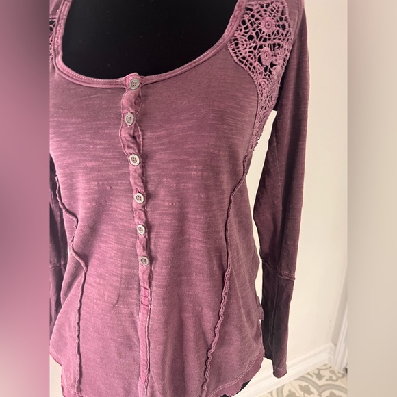 🔥SALE🔥Free People S Crocheted Back Flattering V-shape Seams Rose Slender Fit - Picture 2 of 5
